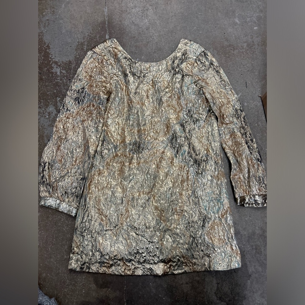 Zara collection gold shimmery Textured dress holiday festive